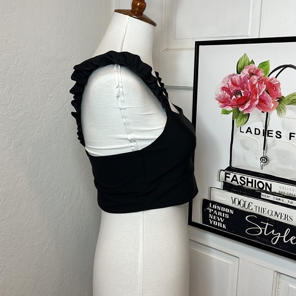 NWT Aqua Athletic Black Ruffle Bra Size S - Picture 4 of 8
